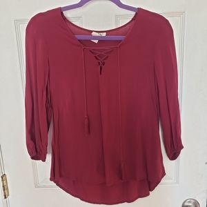 Burgundy 3/4 Sleeve Top | Neon Soul